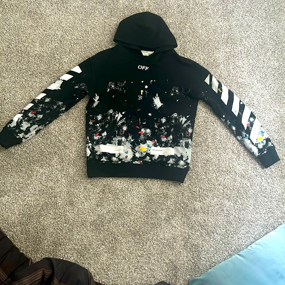 Off-White Diag Galaxy Brushed Over Hoodie 'Black' - Size Medium